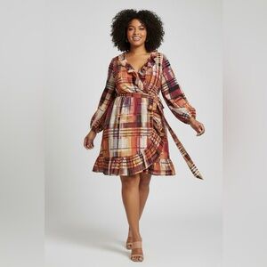 INC International Concepts Multicolor Plaid Dress